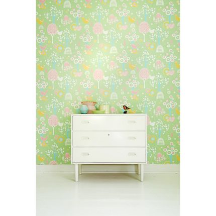 Papel pintado infantil Cherry Valley verde