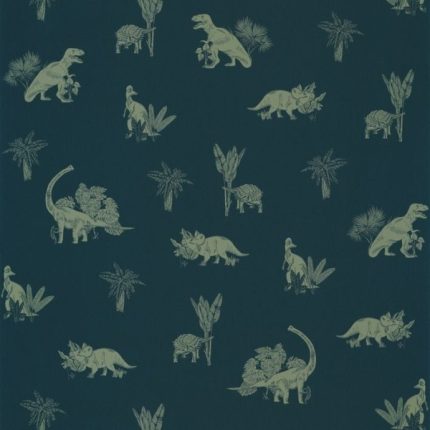 Papel pintado Nuestro Planeta Jurassic World Azul noche / Verde Kaki