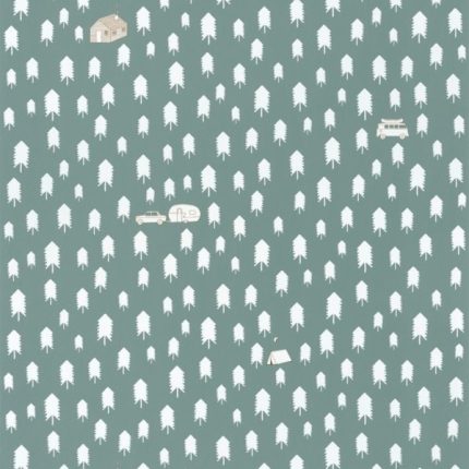 Papel pintado Nuestro Planeta Campamento de Verano Verde Agua / Beige