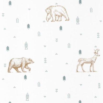 Papel pintado Nuestro Planeta Osos Grizzlies Verde Agua / Beige