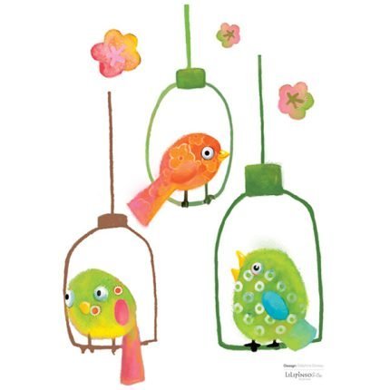 Pegatinas Pajaritos en su jaula