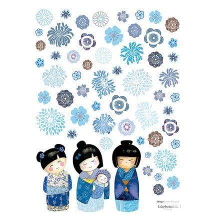 Pegatinas pared infantil Flores azules
