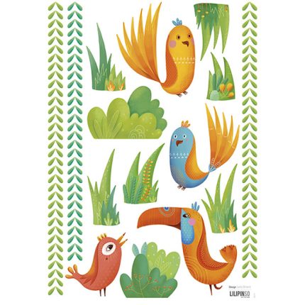 Pegatinas habitación niños Pájaros tropicales
