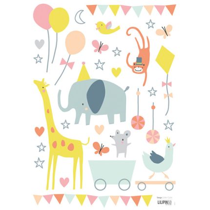 Pegatinas pared infantil Fiesta de animalitos
