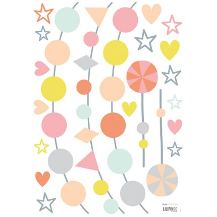 Pegatinas pared infantil Guirnaldas pastel