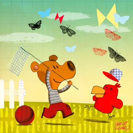 Cuadro infantil A perseguir mariposas