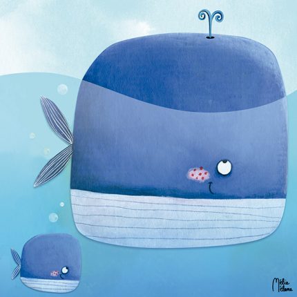 Cuadro infantil Ballena y ballenita bebé