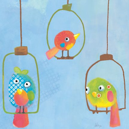 Cuadro infantil Tres jaulitas