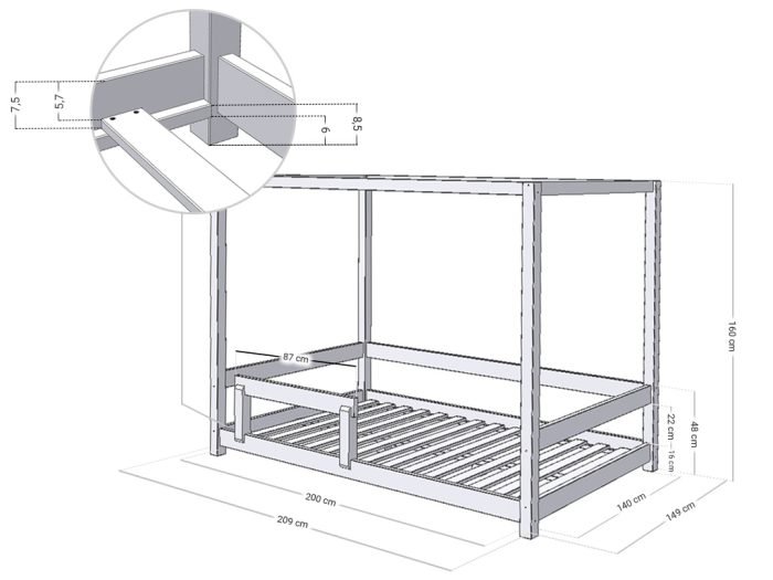 Cama Montessori con dosel y protector Bunky - Imagen 14