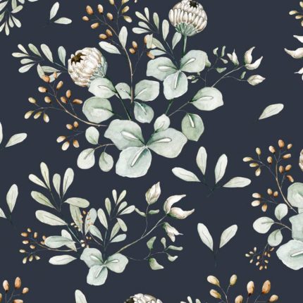 Papel pintado Clover Navy Blue