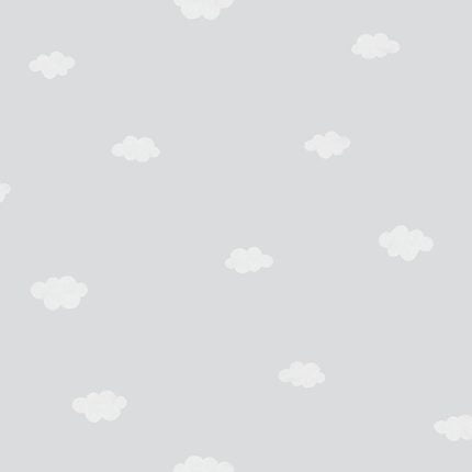 Papel pintado infantil Gris nubes blancas