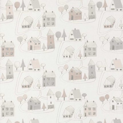 Papel pintado infantil Small Village Beige Gris Casadeco