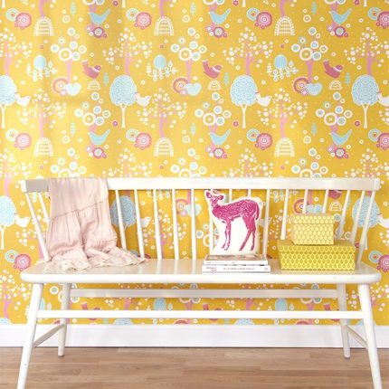 Papel pintado infantil Cherry Valley amarillo