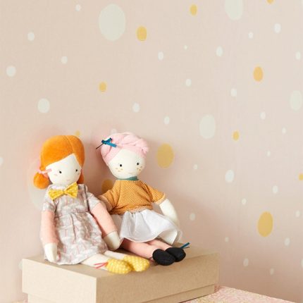 Papel pintado infantil Confeti rosa suave