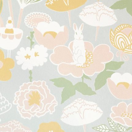 Papel pintado infantil Flores Little Light Grey