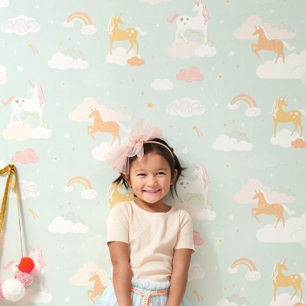 Papel pintado infantil Rainbow Treasures Bubblegum Turquesa