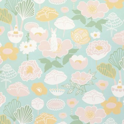 Papel pintado infantil Flores Light Turquoise