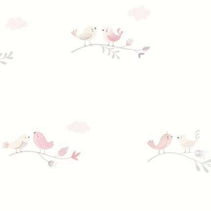 nubes y flores rosa