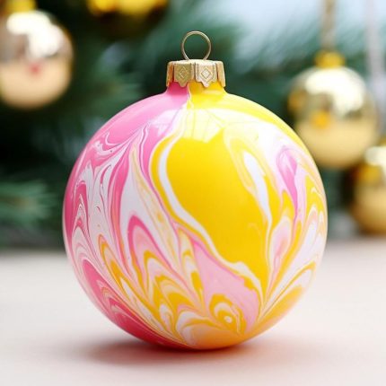 Bola Navidad mármol amarillo blanco rosa