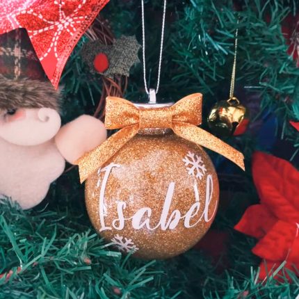 Bola de Navidad personalizada Dorada con brillo