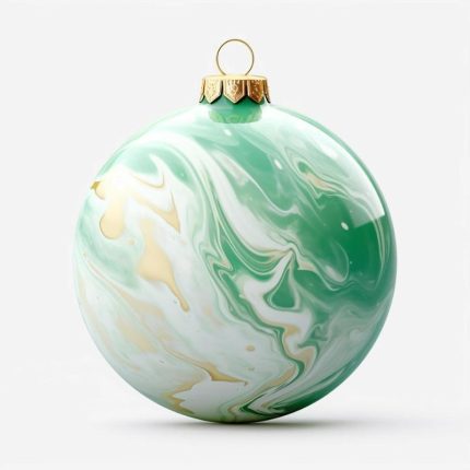 bola navidad efecto marmol verde dorado blanco