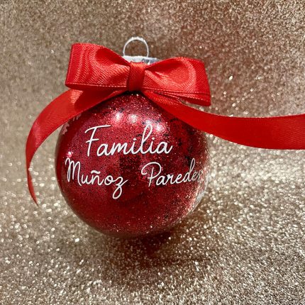 Bola Navidad personalizada Familia con brillo