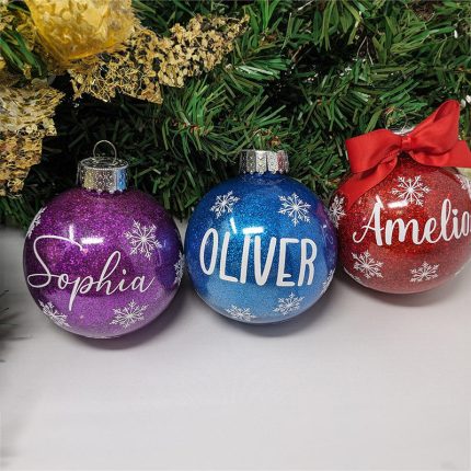Esfera de Navidad personalizada Púrpura con brillo