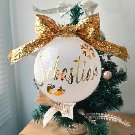 Bola de Navidad personalizada Blanco con brillo