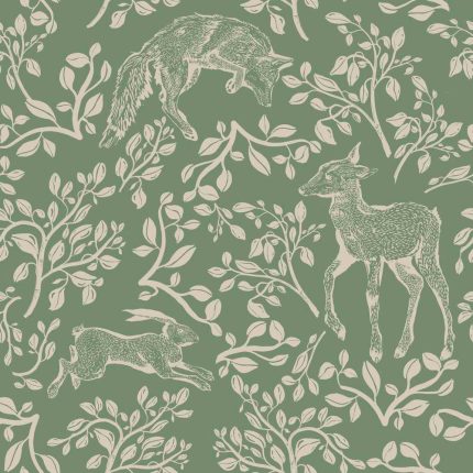 Papel pintado Animales del Bosque verde