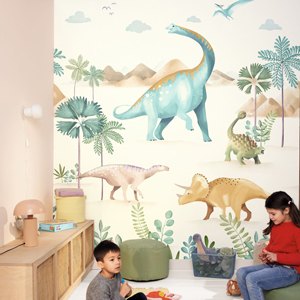 Papel pintado Les Minis Mondes Dinosaurios