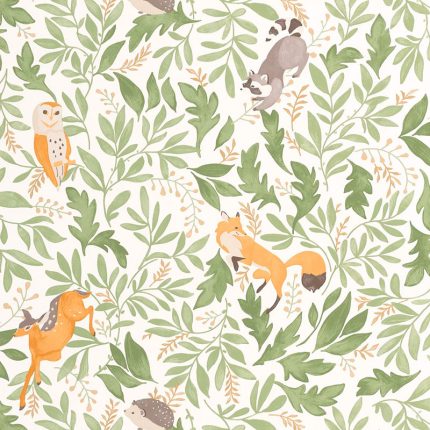 Papel Pintado Paseo en el Bosque Verde Kaki